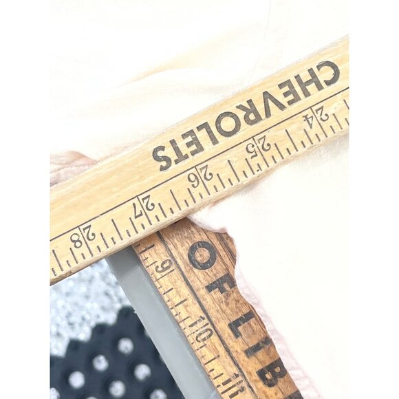 Linen Blend Oversized Shirt One Size Cream Button Front Short Sleeve Pocket Loos - Picture 4 of 5